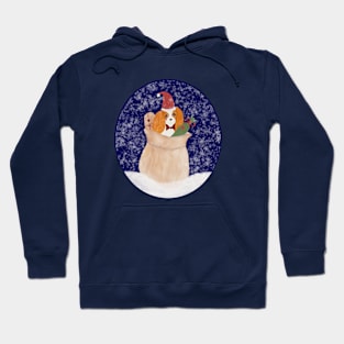 Snowy Santa Cavalier King Charles Spaniel bringing Christmas presents Hoodie